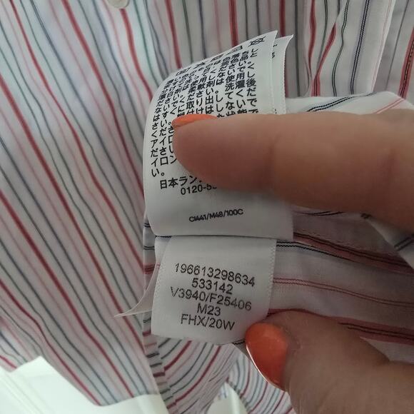 Lands' End Pinstripe Button Down Blouse Plus Size No Iron Cotton 20W - Picture 11 of 12